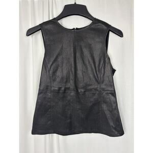 THE FISHER PROJECT Tank Top S EILEEN FISHER Lamb Leather Ponte Zip Back Black